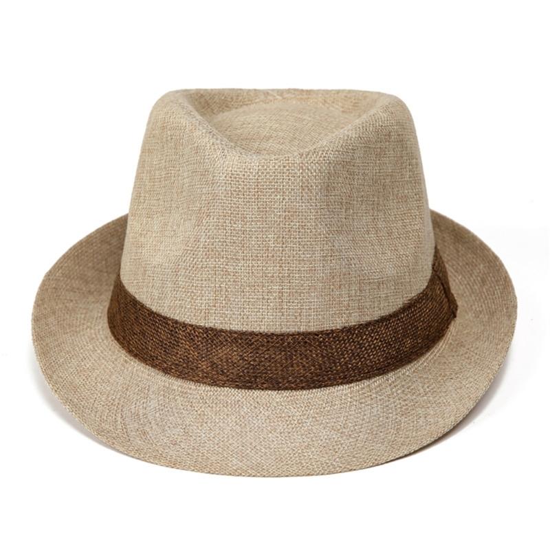 Men's Summer Straw Trilby Hat Sun Protection Lightweight Foldable for Beach Travel Outdoor Activities