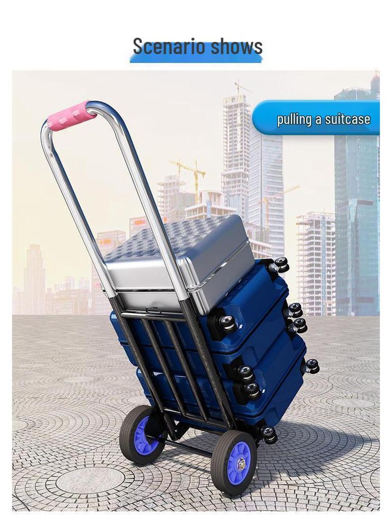 Carrinho de Mão Dobrável: Carrinho de Bagagem Portátil e com Suporte de Carga para Compras e Mercearia