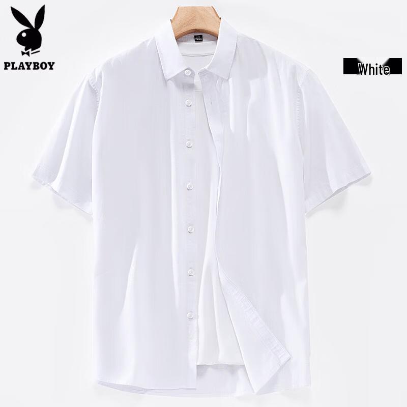 PLAYBOY Men s Linen Blend Short-Sleeve Casual Shirt 43