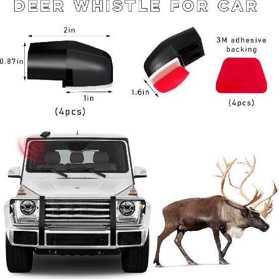 Wevdn 4 PCS Deer Whistles for Car, Avoid Collisions Save Deer Warning Devices with Waterproof Adhesive Tapes, Universal Animal Alert Accessories for