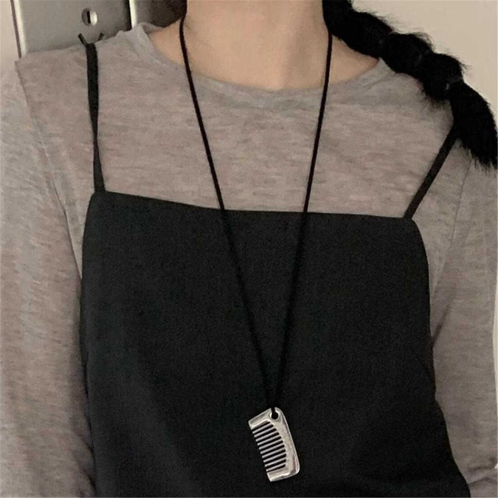 Hair Comb Pendant Necklace for Long Hair and Bangs Velvets Ribbon Sweater Chain Jewelry for Women Party Accessories