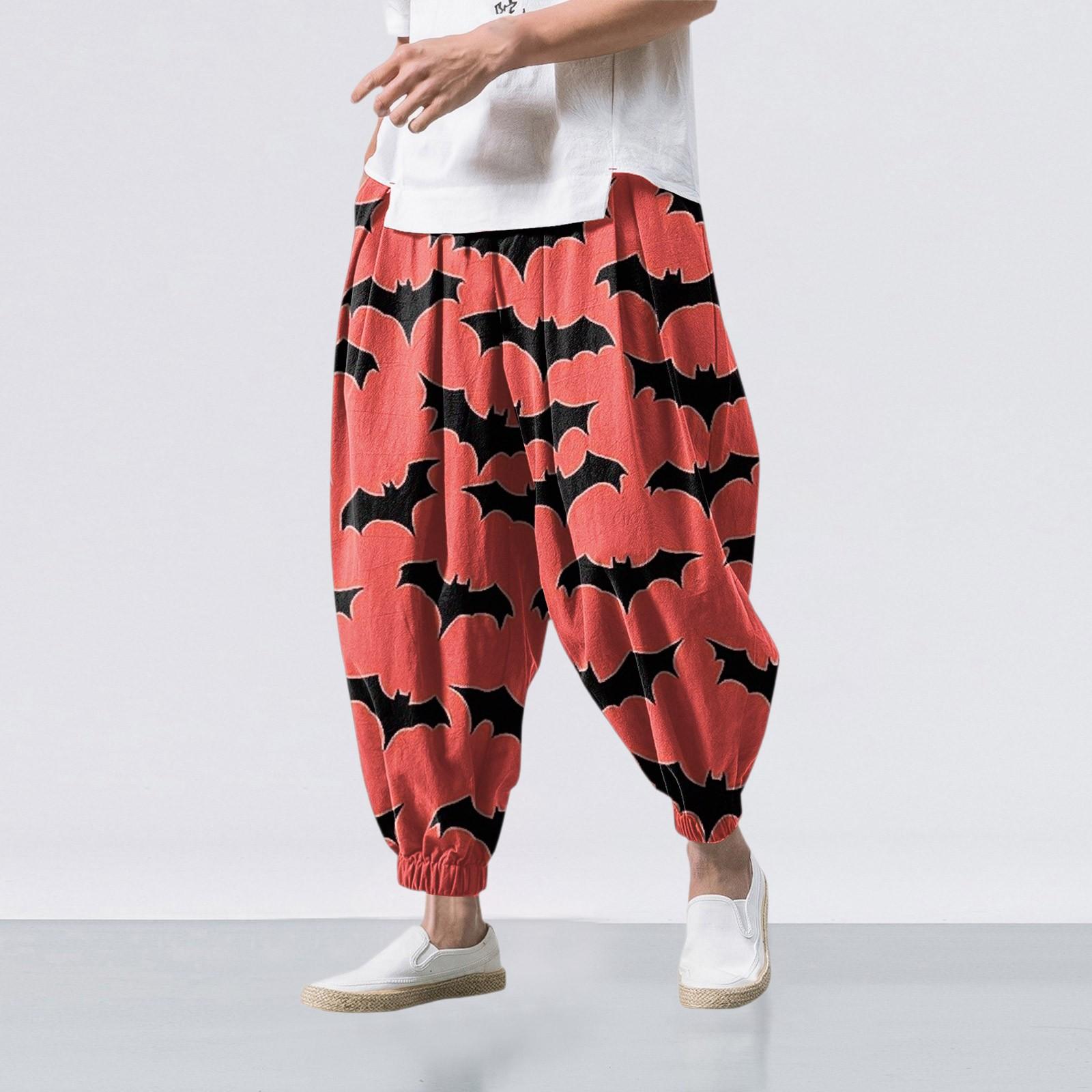 

Принт на Хэллоуин - Повседневные брюки широкого кроя, Мужские свободные повседневные брюки M