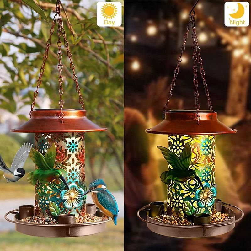 Dangling Bird Feeder Dangling Outdoor Solar Lantern Reusable Garden Decoration Funny Garden Lights For Balcony Courtyard