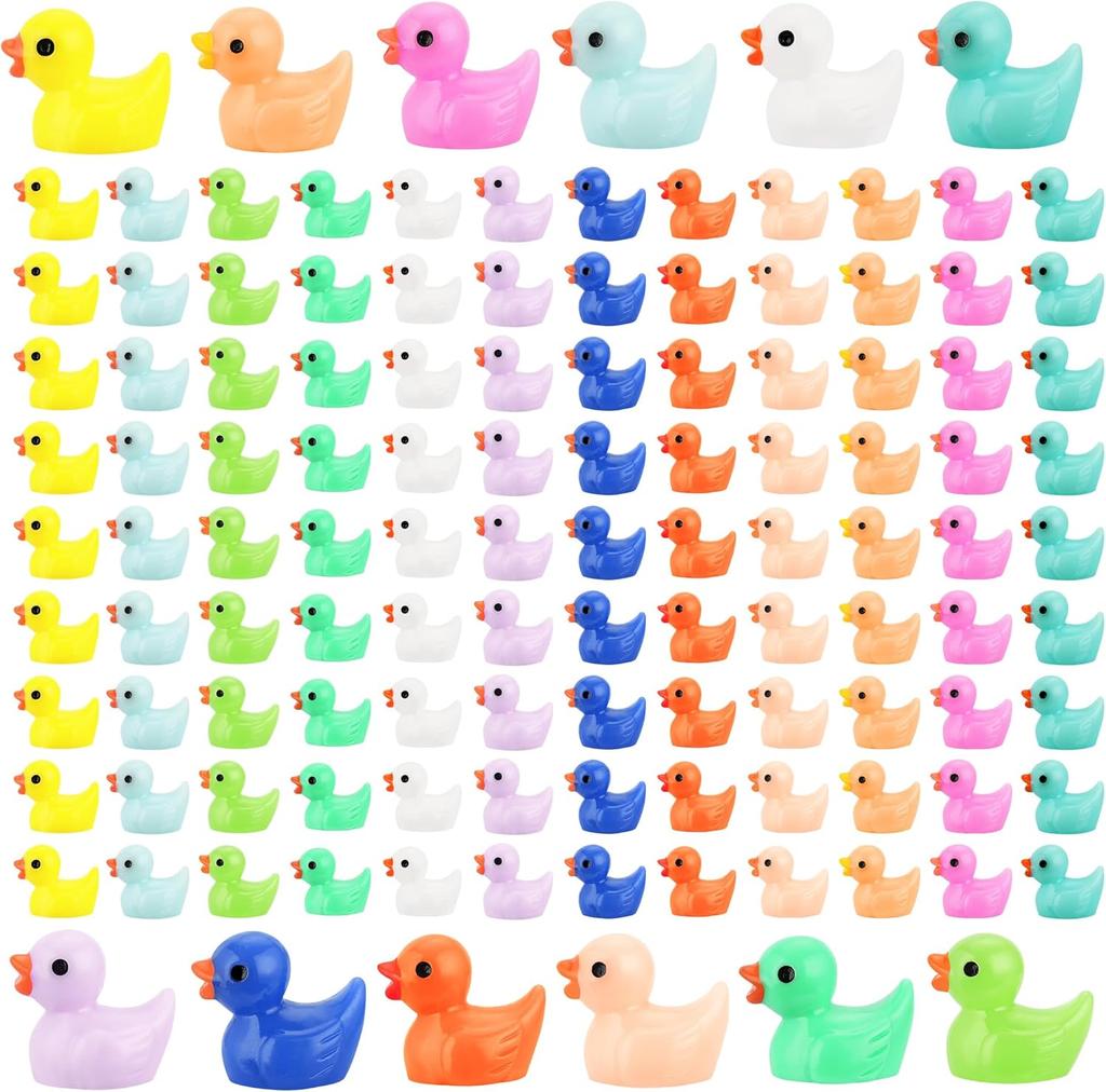 100/200Pcs Luminous Mini Ducks Moss Microlandscape Miniature Duck Figurines Fairy Garden Accessories Home Decor Glow In The Dark