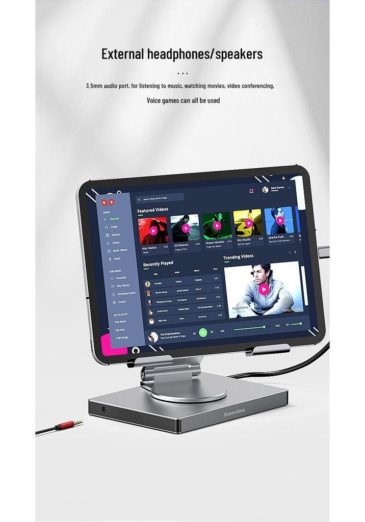 Station d'accueil pour tablette avec HDMI, Ethernet, Hub USB 3.0, Support Rotatif et Pliable