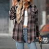 Women S Loose Fit Long Sleeve Plaid Casual Shirt