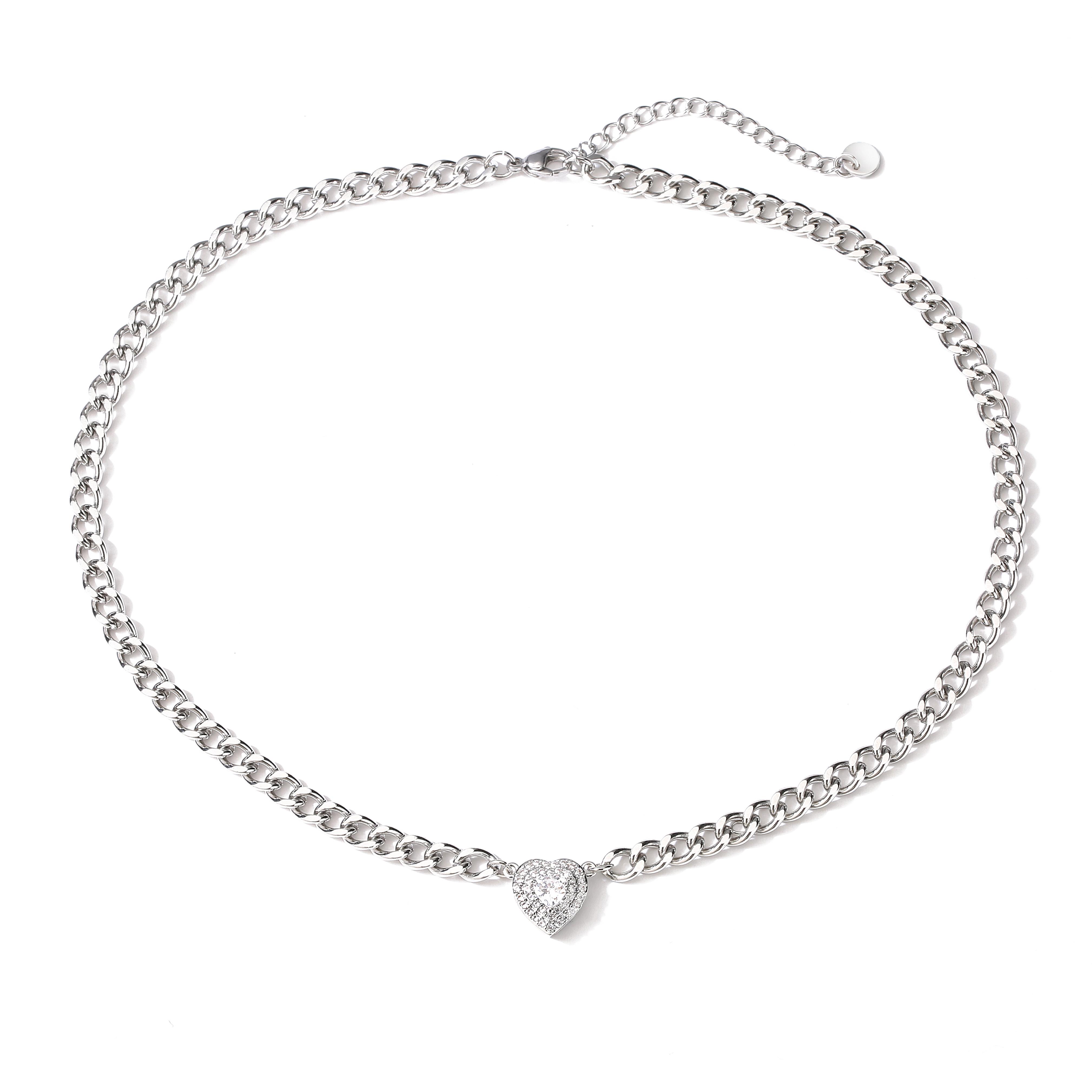 

HECHENG,New Titanic Heart Love Forever Pendant Necklace For Women,Stainless steel Nk Chain Choker Zircon Gift мідний