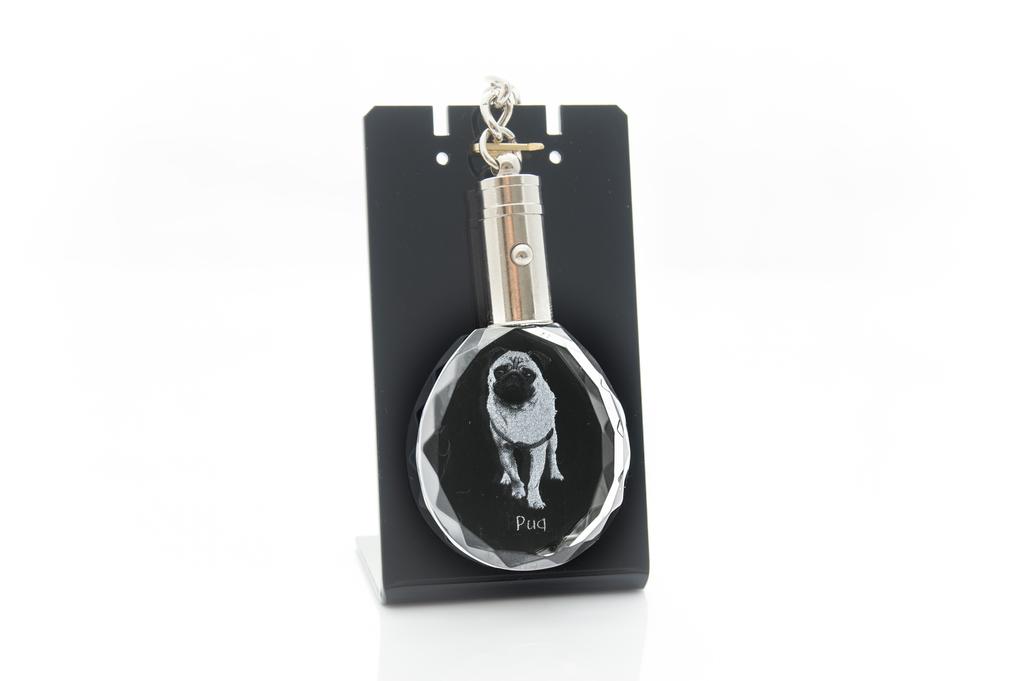 Pug - pendant with a photo of a dog, crystal key ring in a gift box, a unique gift by Art-Dog
