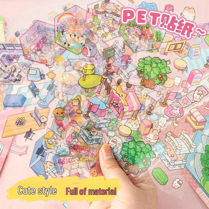 Capybara Kids' 3D Miniature Scene DIY Sticker Book - Educational Toy