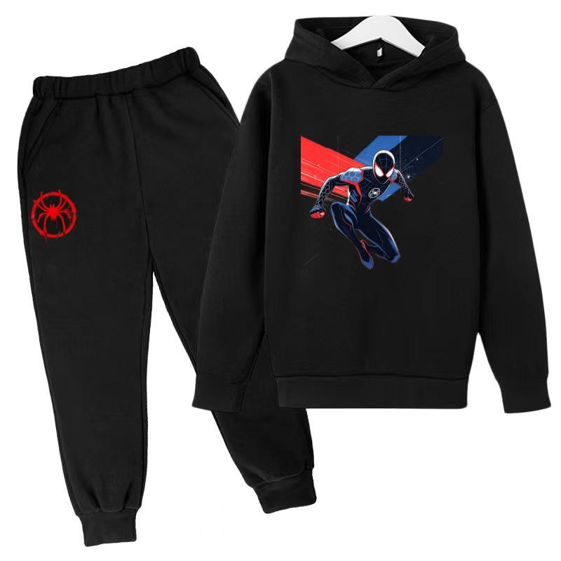 Roupas Infantis Inverno Primavera Moletons com Capuz Masculinos para Meninos (3-13 Anos)Conjuntos Esportivos de Anime Roupas Infantis Blusas+Calças