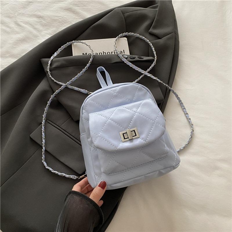 

Backpack bag women s new trendy fashion backpack high value chain bucket bag travel bag синій