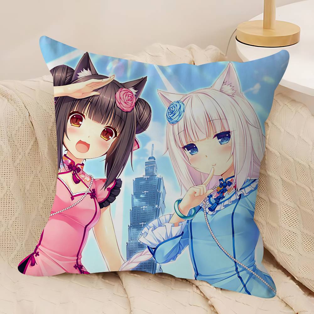 Аниме N-Nekoparas Наволочка Съемная Моющаяся Наволочка – Всесезонный Мягкий Лен 12x12Inch