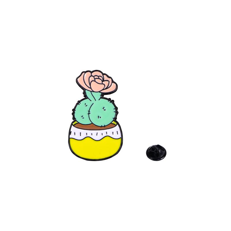 4 Styles Sexy Buttocks Cactus Potted Enamel Brooches Creative Ass Potting Plant Flower Pins For Backpack Clothes Jewlery