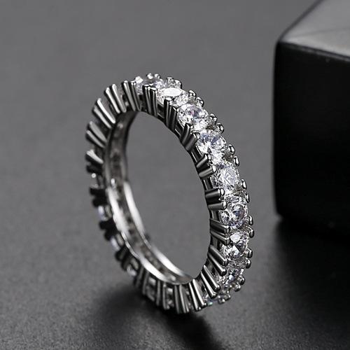 Big Circle Shiny Cz Crystal Ring Cubic Zirconia Colorful Eternity Ring Wedding Ring Set 18k Gold With Diamond