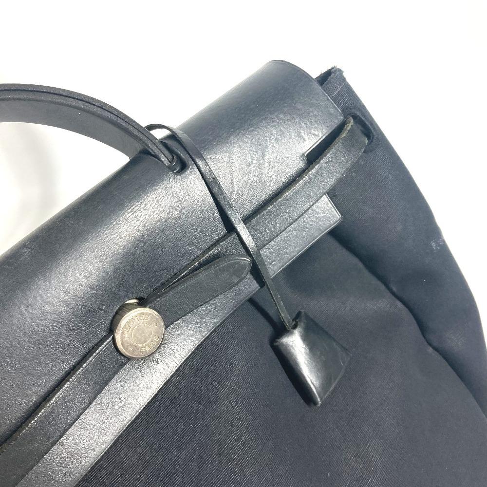 HERMES Herbag ad PM Handbag Tote Bag Hand Bag Leather/Canvas Black