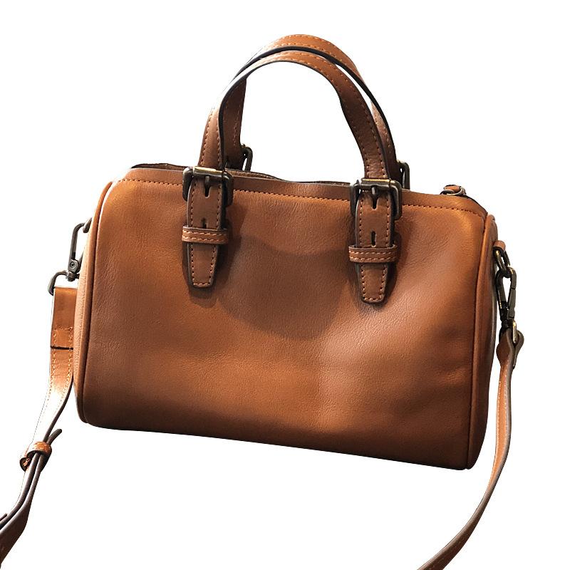 Vintage Art Handmade Women's Bag New Product Head Layer Leather Women's Handheld Crossbody Bag Soft Leather