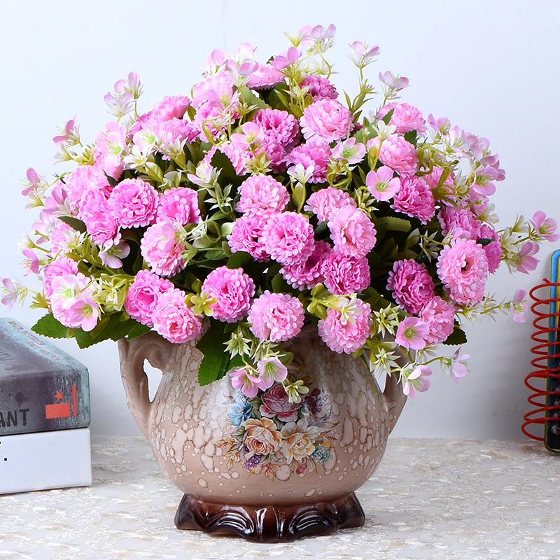 European Rose Silk Floral Arrangement - Artificial Bouquet for Living Room & Dining Table Decor