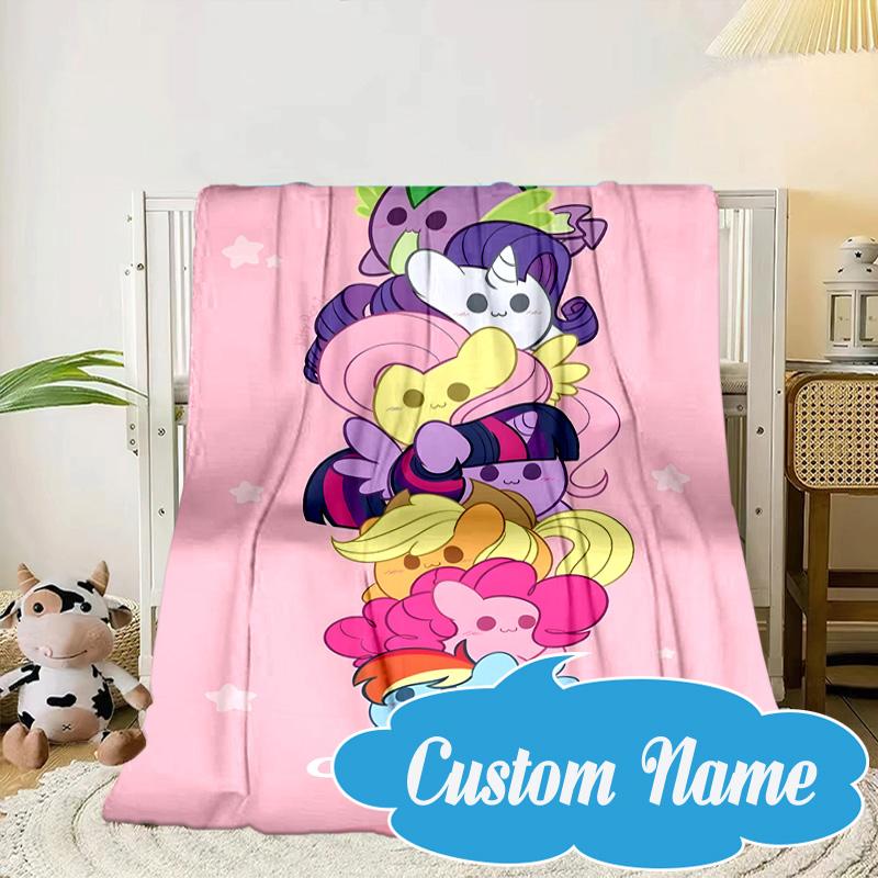 Custom Name Pony Friends Forever Blanket bed sofa Blanket Flannel Blanket for Camping, Hiking, Picnic Essentials,gift for Fan family