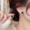 Elegant Red and Green Beaded Stud Earrings