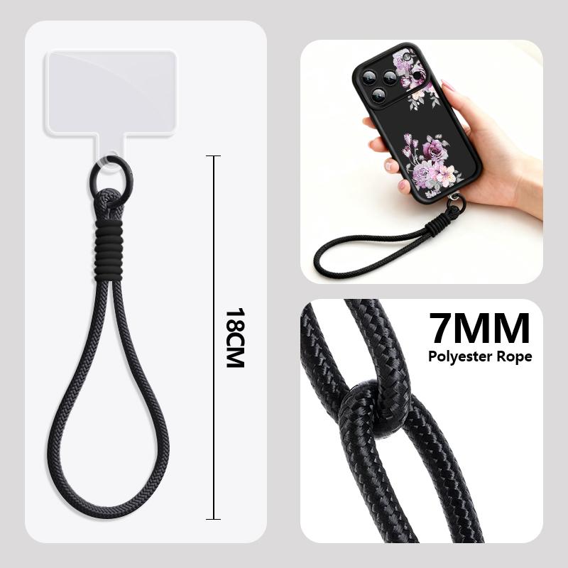 Flower Floral Patterned Soft Lanyard Case For iPhone 17 Pro Max 16 14 15 17 Pro 12 13 Pro Max Air 16e 11 Wrist Strap Phone Cover