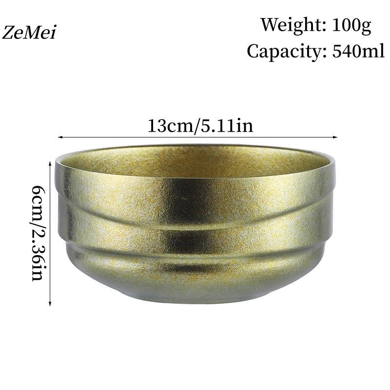 1Pcs Pure Titanium Double-Layer Salad Bowl,Outdoor Heat-Resistant Home Rice Bowl Food Tableware,13 cmInsulated Plate Kitchenware