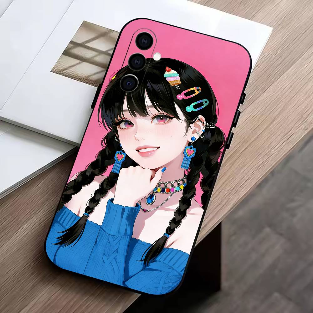 cute girl  Phone Case For Samsung Galaxy A73,A72,A71,A70,A53,A52,A51,Soft Silicone Black Cover