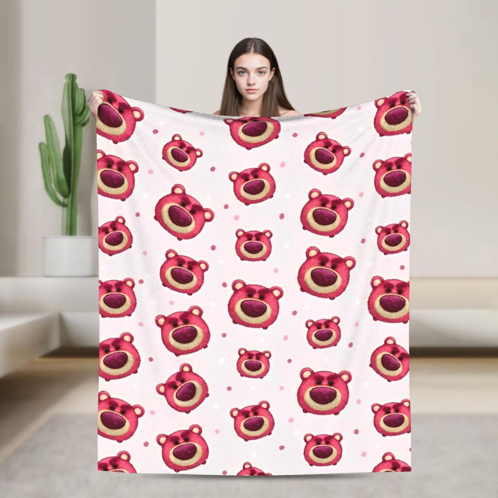 Lotso Cartoon Blanket Soft Warm Aesthetic Plush Bedding Throws For Bedroom Picnic Flannel Bedspread Bed Cover