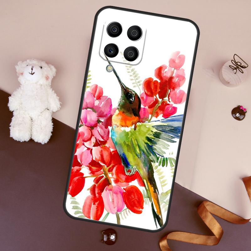 Kolibri och Blommor Fodral För Samsung Galaxy M36 M55 M35 M15 M56 M16 M54 M14 M34 M31 M11 M13 M53 M12 M32 M52 M06