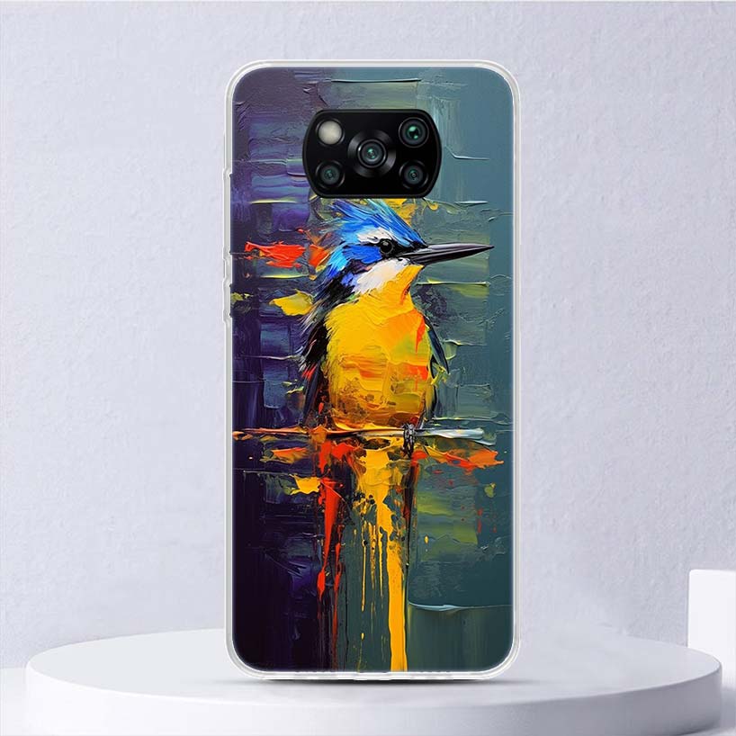 Animal Oil Painting Bird Soft Case For Xiaomi Poco X7 X6 X5 X4 X3 Nfc F7 Ultra F6 F5 Pro Phone Cover F4 Gt F3 M5S M4 M3 M5 M6 Co