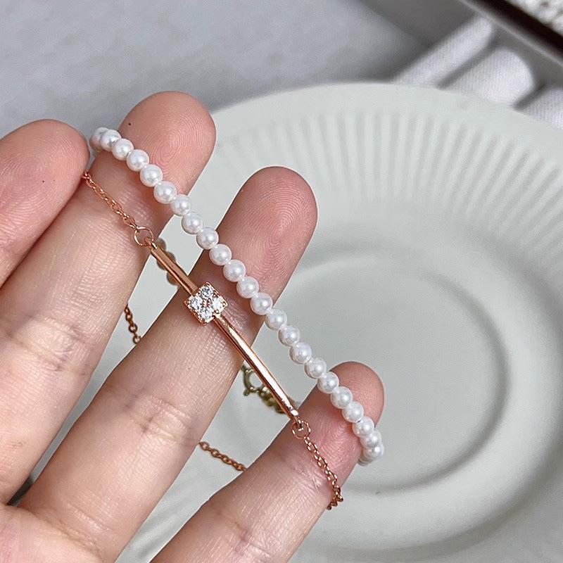S925 Sterling Silver 18k Gold Plated Sugar Cube Bracelet with Zircon for Women