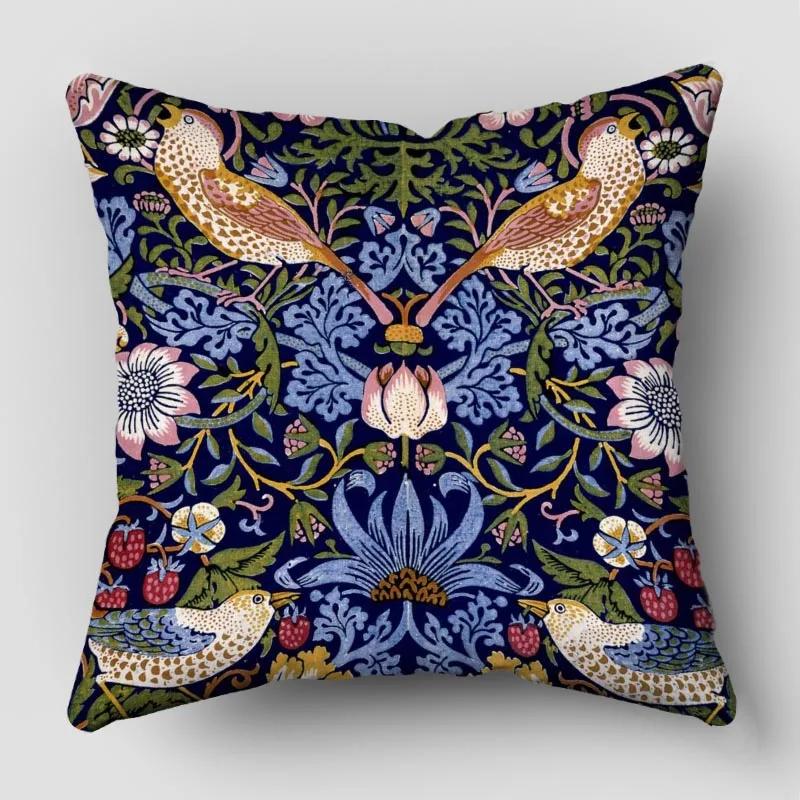 William Morris Pillow Cover Bedroom Home Office Decorative Pillowcase Square Zipper Pillow Cases Satin Fabric Eco-Friendly