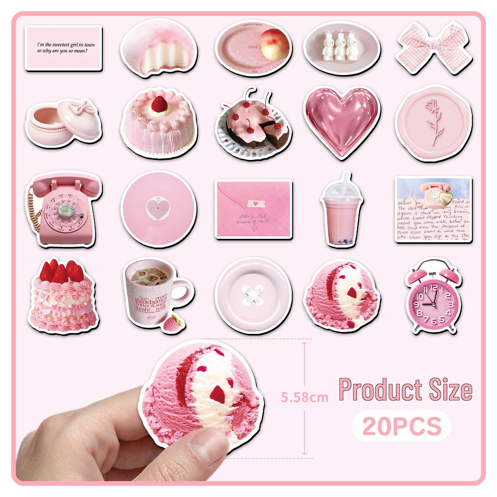 20 Pink Heart DIY Soft Magnetic Stickers for Refrigerators - Cross-border Hot Selling Girly Style 5.5-8.5CM