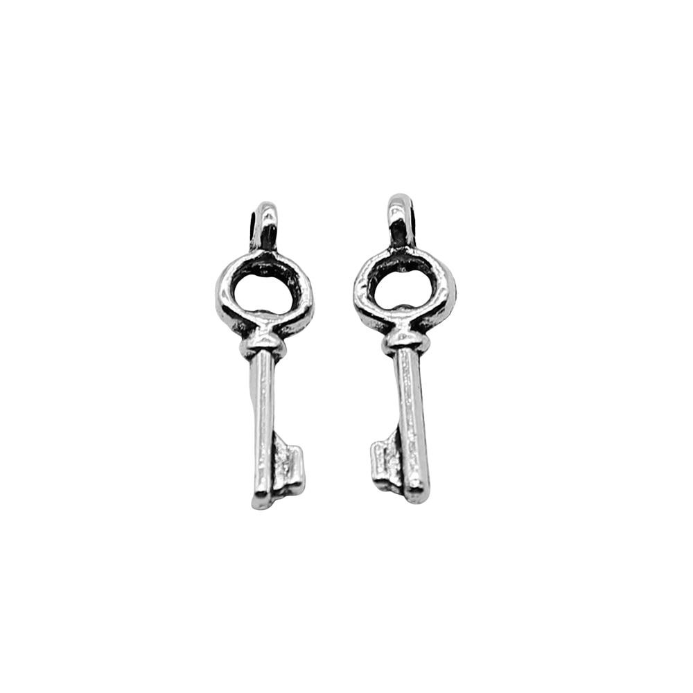 

40шт Ключ Амулеты Амулеты Античное серебро Цвет Цинковый сплав 5X14mm