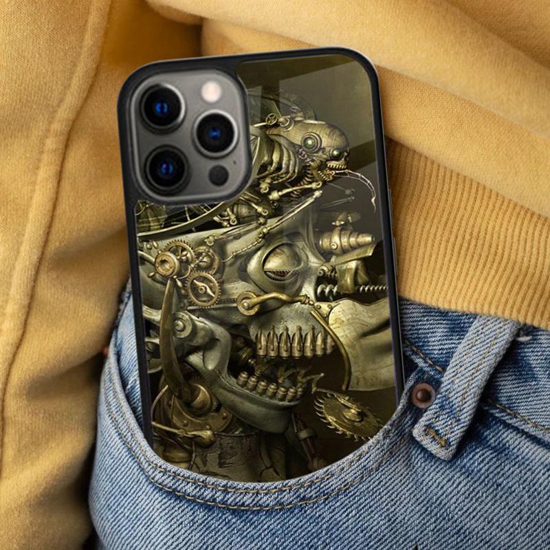 Steampunk Gear Mechanical Magnetic Soft Phone Case for iPhone 16 Promax 15 Pro 13 14 Plus 11 12 Mini MagSafe Coque