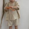 Kids' Summer Retro Cotton-Linen Suit: Korean Style, Single-Breasted, Loose Fit for Boys & Girls.