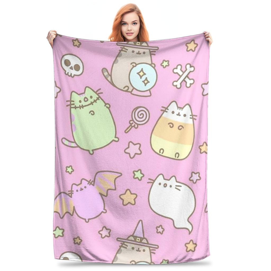 Flannel Throw Blanket Cute Cats Christmas Halloween Gifts Cartoon Funny Blankets Soft Bedding for Livingroom Home Travel Couch