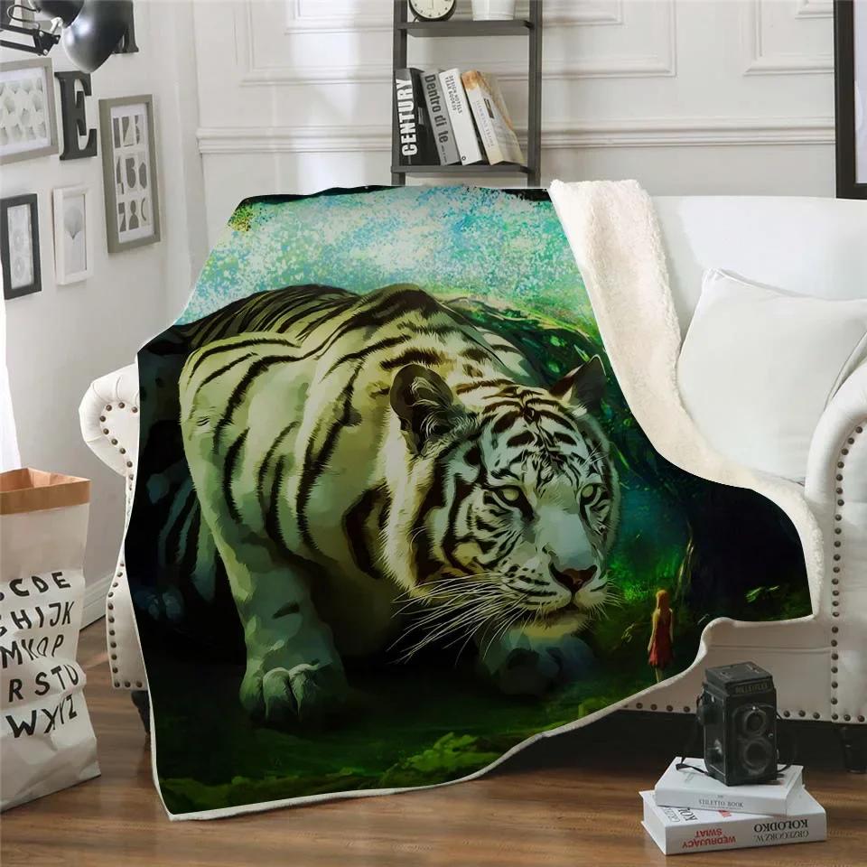 Tiger-Kuscheldecke für Kinder, Mädchen, Teenager und Erwachsene, Tier-Schneemuster, Winterlich warm, Fleece-Flanell-Decke, Weicher Überwurf für das Bett