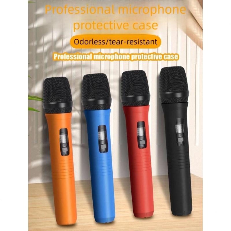 Cordless Handheld Microphone Protective Sleeve with Sponge Foam Microphone Windscreen Rubber Microphone Protective Sleeve Holder for Show KTV
