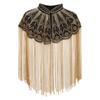 Women 20s Flapper Long Fringed Shawl Sequin Beaded Tassel Evening Cape Wrap for Wedding Reception Special Events