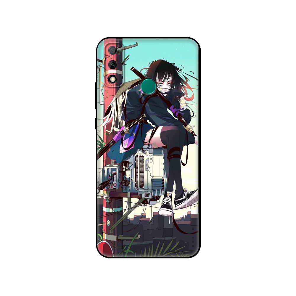 Černý TPU kryt pro Huawei Y9S Y6S Y8S Y5P Y7P Y8P Pouzdro pro Huawei Y5 lite Prime 2018 Y6 2019 Módní vintage umělecké dívčí vzor