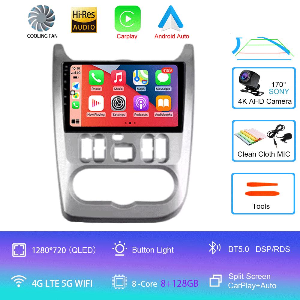 Radio auto Android 14 2Din Multimedia pentru Lada Renault Logan 1 Sandero 2009-2015 Dacia Duster Unitate principală de navigație Carplay Stereo