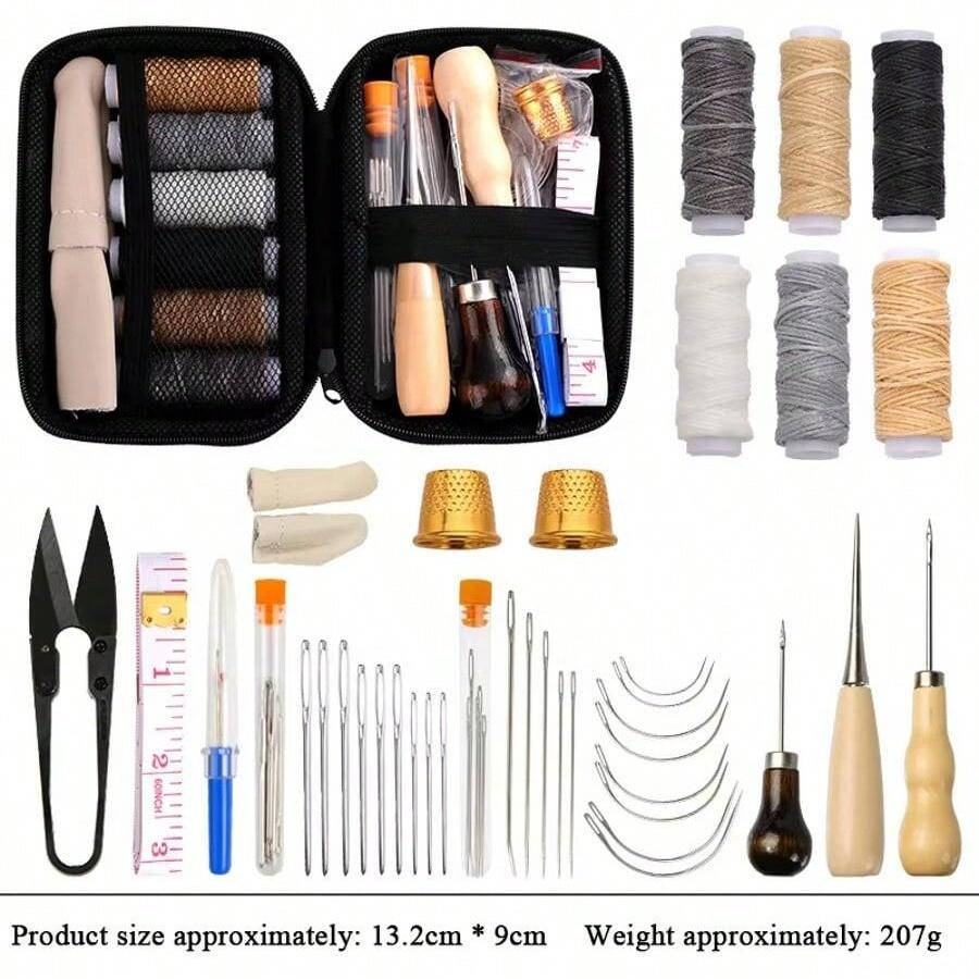 

1set Leather Heavy Duty Sewing Kit Large-Eye Needles Upholstery Repair Tools Sewing Kit with Needles Thread for DIY Craft Tools
