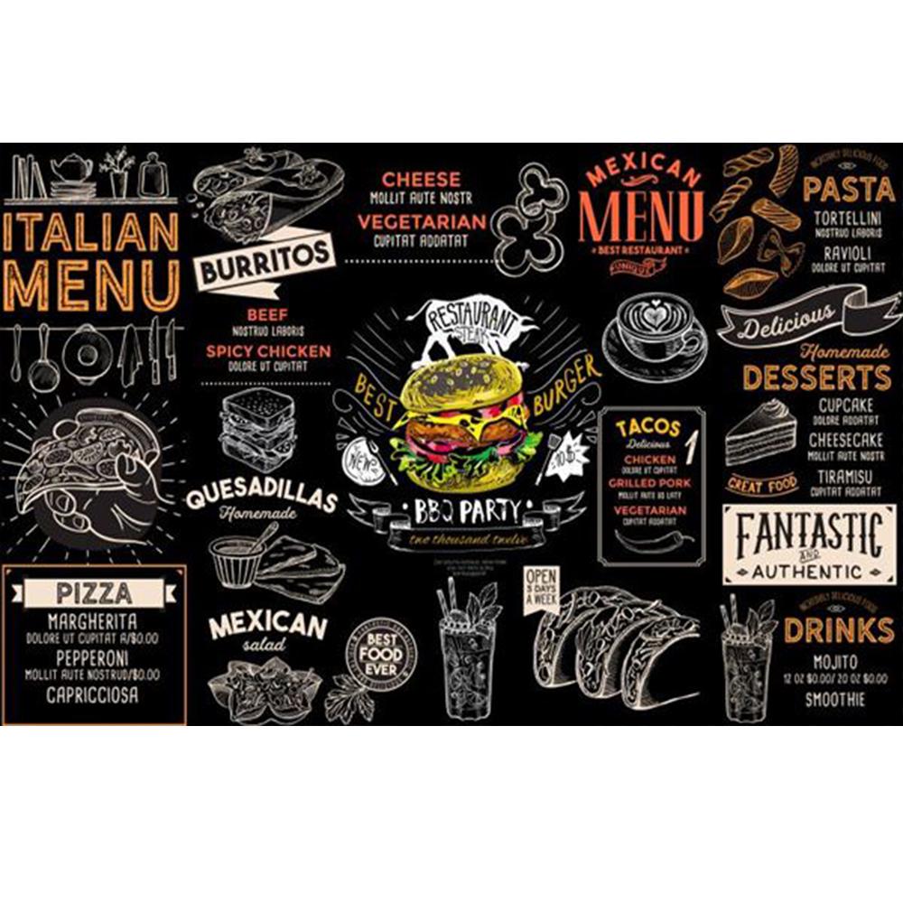 Pictură murală de perete 3d Hamburger Tapet Sandwich Ceai cu lapte Cafea Tapet Pizza Wrap Pui Hârtie de perete Restaurant Occidental