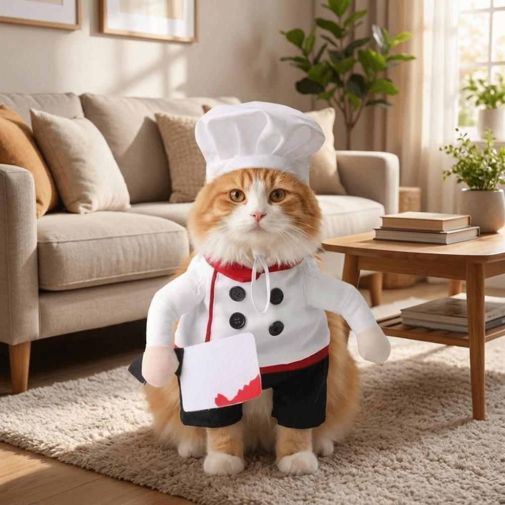 Adjustable Pet Funny Chef Costume Breathable Halloween Dog Clothes Cat Party Dressed Up Halloween