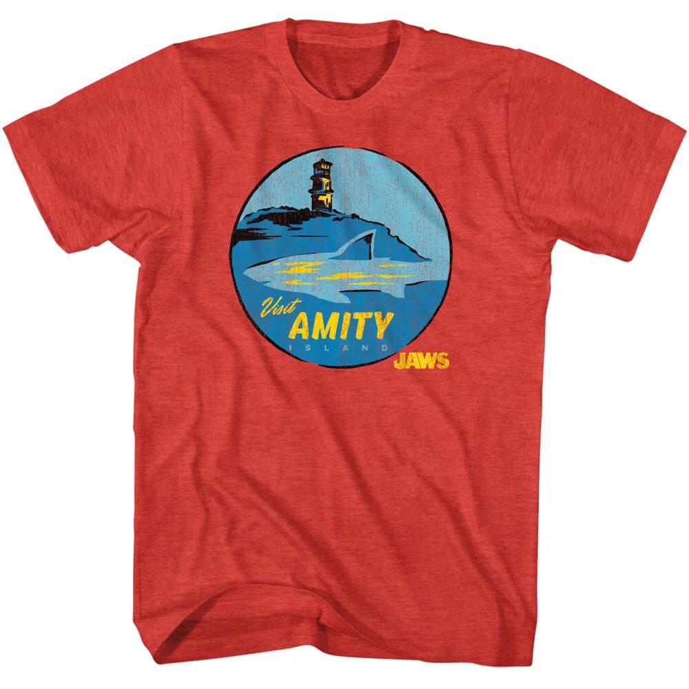 Jaws 70 s Thriller Movie Amity Island Light House Great White Men s T Shirt L