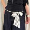 Faionable Polka Dot Scarf Waist Belt For Women Decorative Pearl Splicing Neck Ribbon Elegant Stripes Fluttering Ribbon
