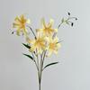 Faux Lily Flower Long Stem Artificial Lily Branch with 4 Bloom Heads And Leaves Real Touch Lilium Flower for Wedding Party Home Decor