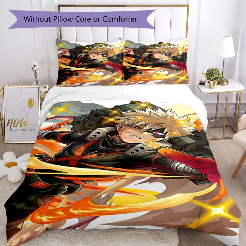 3pcs My Hero Academia Bedding Set Duvet Cover Closure Includes 1 Duvet Cover & 2 Pillowcases, Soft and Comfortable for All Seasons.