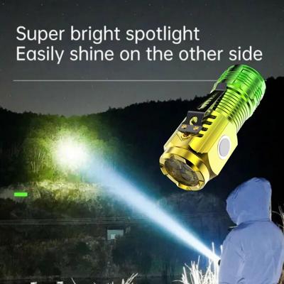 Tragbare Mini-Taschenlampe, supermagnetische Anziehungskraft, LED, dreiäugig, aufladbar, tragbare Beleuchtung, neue wasserdichte Taschenlampe