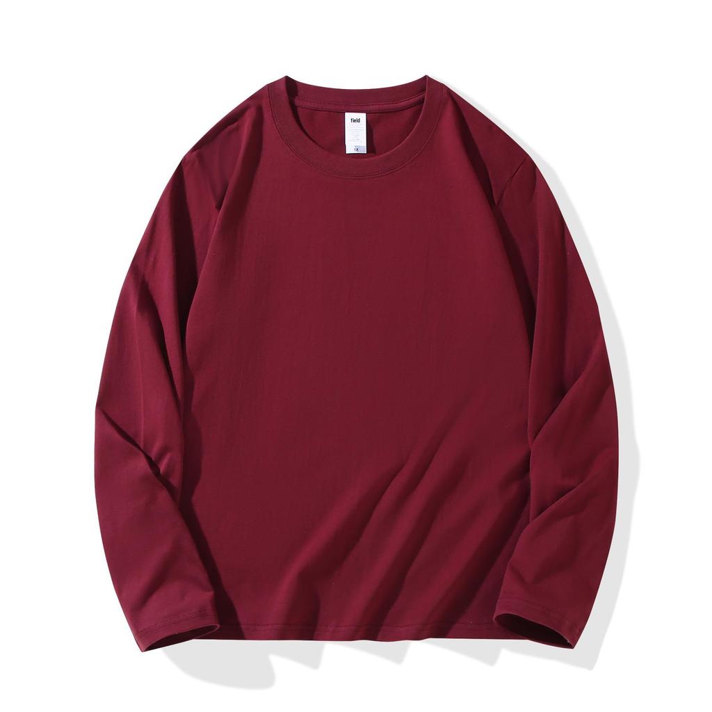 220g Heavyweight Pure Cotton Unisex Long Sleeve T-shirt - Loose Fit Solid Color Casual Sweatshirt